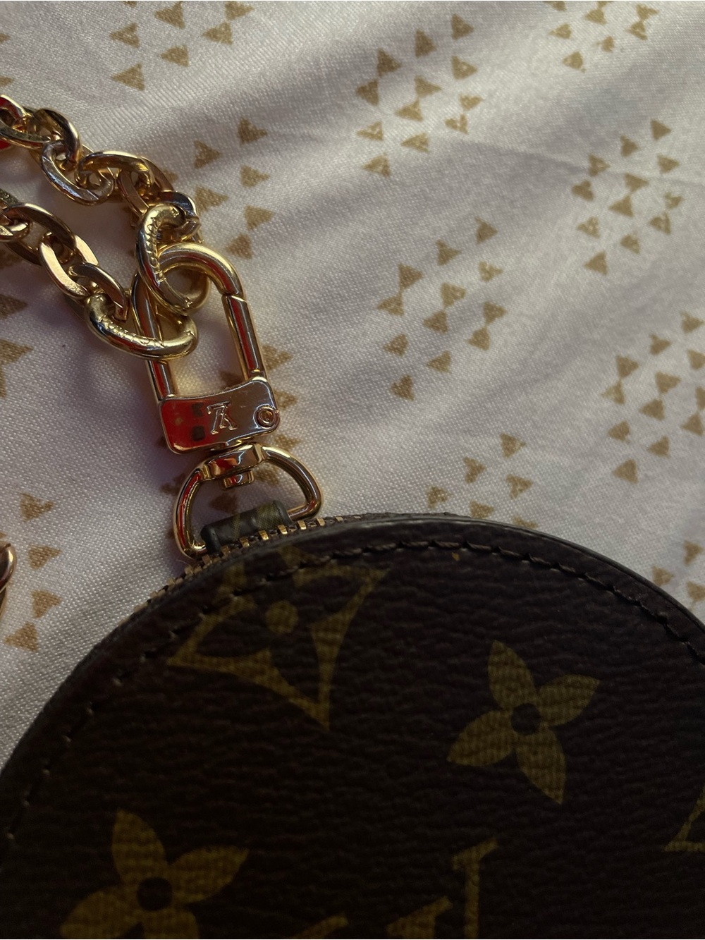 Louis Vuitton Brown Monogram Round Coin Pouch with Gold Chain - Picture 5 of 6